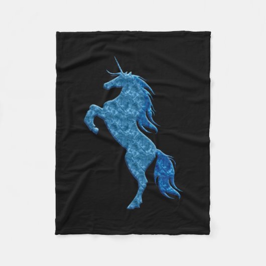 Blue Fire Unicorn Fleece Blanket Deken (Voorkant)