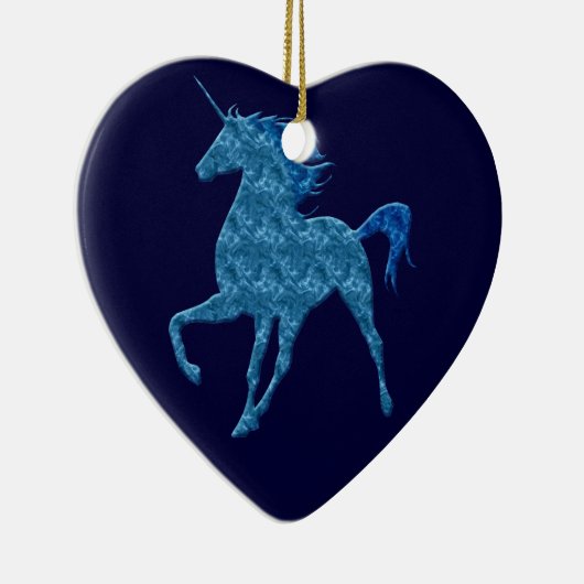 Blue Fire Unicorn Heart Ornament (Rechts)