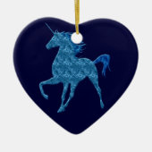Blue Fire Unicorn Heart Ornament (Voorkant)