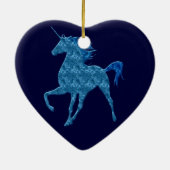 Blue Fire Unicorn Heart Ornament (Achterkant)