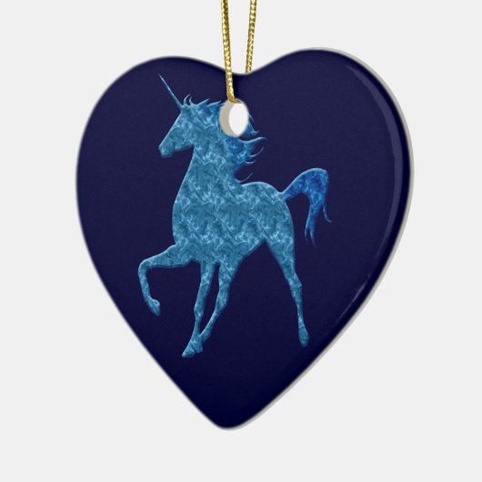 Blue Fire Unicorn Heart Ornament (Links)
