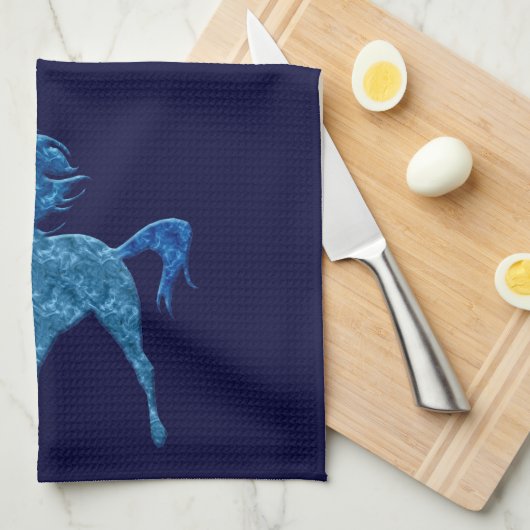 Blue Fire Unicorn Kitchen Towel Theedoek (Quarter Fold)