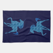 Blue Fire Unicorn Kitchen Towel Theedoek (Horizontaal)