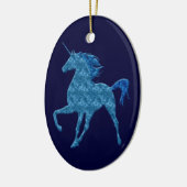 Blue Fire Unicorn Oval Ornament (Links)
