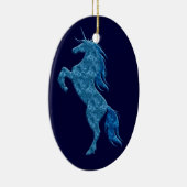 Blue Fire Unicorn Oval Ornament (Rechts)