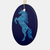 Blue Fire Unicorn Oval Ornament (Links)