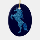 Blue Fire Unicorn Oval Ornament (Voorkant)