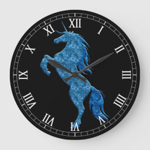Blue Fire Unicorn Roman Numeral Clock Grote Klok