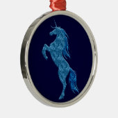 Blue Fire Unicorn Round Ornament (Rechts)