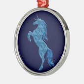 Blue Fire Unicorn Round Ornament (Links)