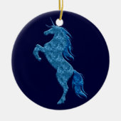 Blue Fire Unicorn Round Ornament (Voorkant)