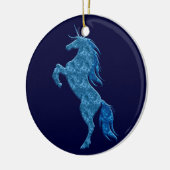 Blue Fire Unicorn Round Ornament (Links)