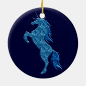 Blue Fire Unicorn Round Ornament (Achterkant)