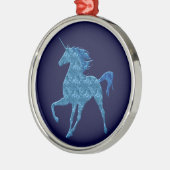 Blue Fire Unicorn Round Ornament (Links)