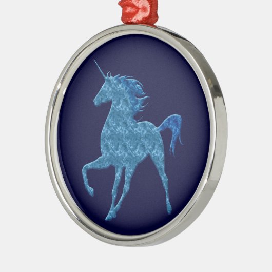Blue Fire Unicorn Round Ornament (Links)
