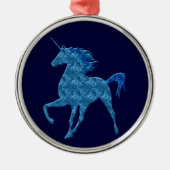 Blue Fire Unicorn Round Ornament (Voorkant)