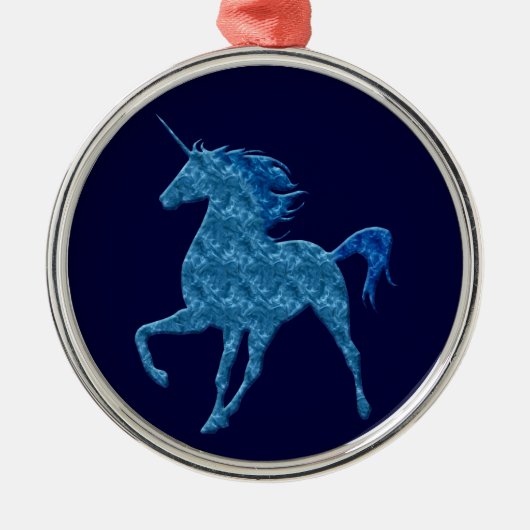 Blue Fire Unicorn Round Ornament (Voorkant)