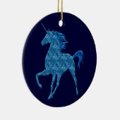 Blue Fire Unicorn Round Ornament (Rechts)