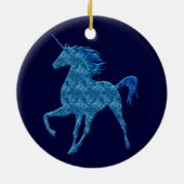 Blue Fire Unicorn Round Ornament (Achterkant)