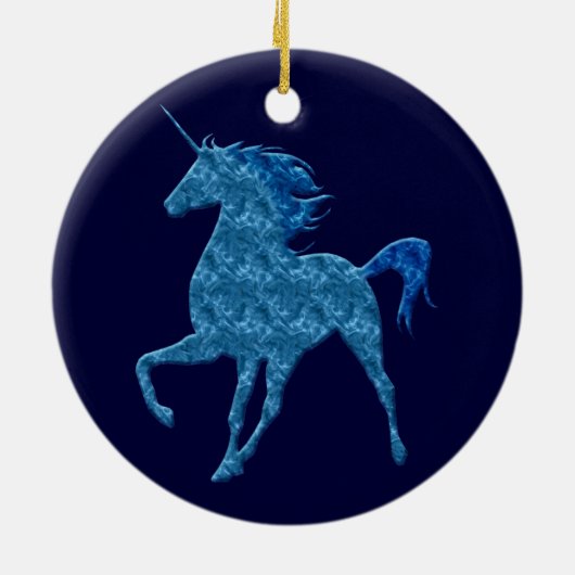 Blue Fire Unicorn Round Ornament (Achterkant)