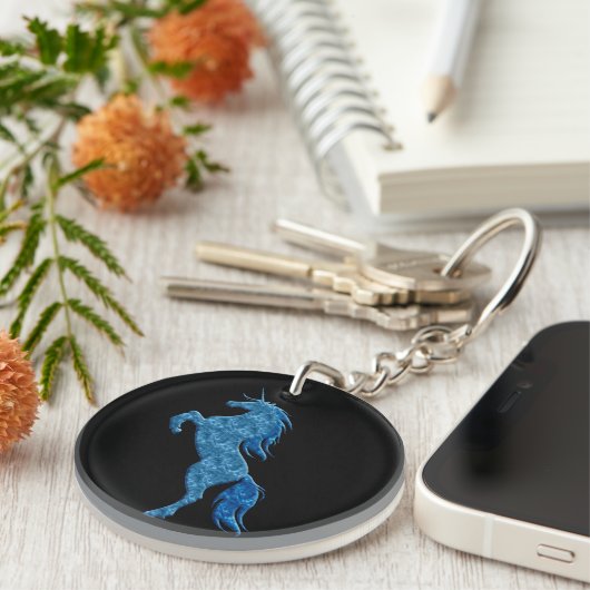 Blue Fire Unicorn Sleutelhanger (Voorkant Rechts)