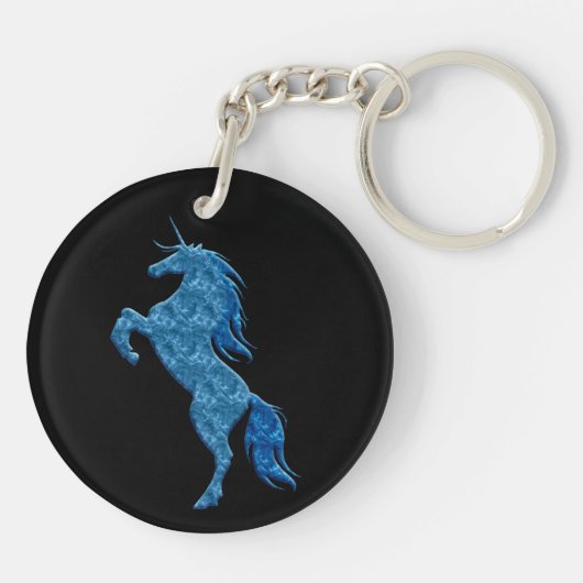 Blue Fire Unicorn Sleutelhanger (Achterkant)