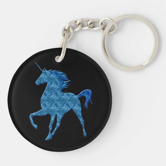 Blue Fire Unicorn Sleutelhanger (Achterkant)