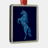 Blue Fire Unicorn Square Ornament (Rechts)