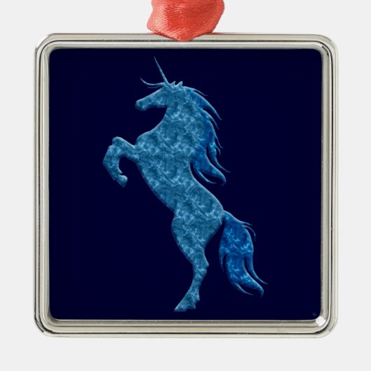 Blue Fire Unicorn Square Ornament (Voorkant)