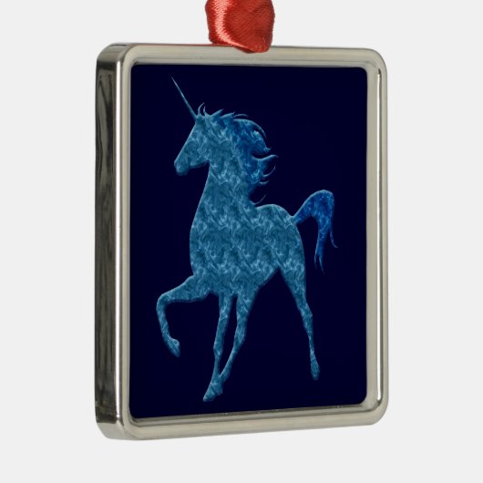 Blue Fire Unicorn Square Ornament (Rechts)