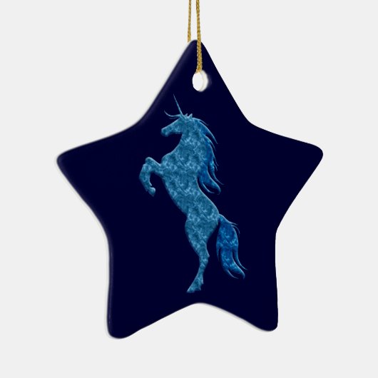 Blue Fire Unicorn Star Ornament (Rechts)