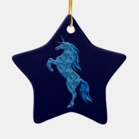 Blue Fire Unicorn Star Ornament (Achterkant)