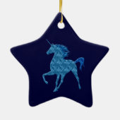 Blue Fire Unicorn Star Ornament (Achterkant)