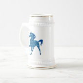 Blue Fire Unicorn Stein Bierpul (Voorkant links)
