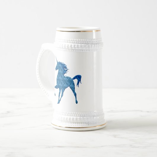 Blue Fire Unicorn Stein Bierpul (Voorkant links)