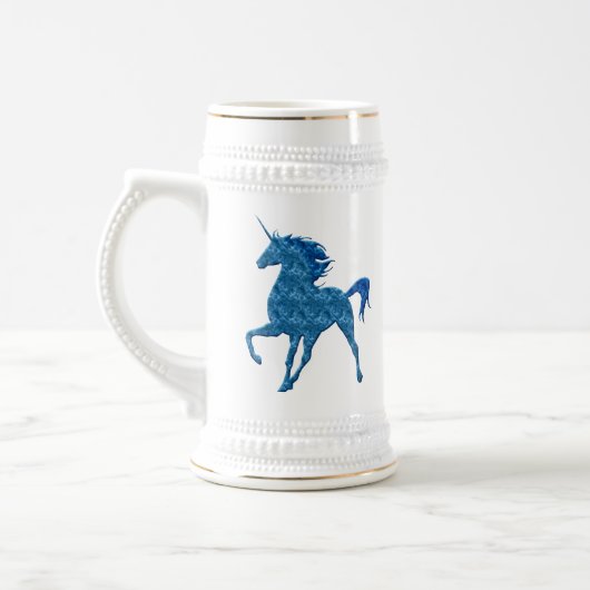 Blue Fire Unicorn Stein Bierpul (Links)