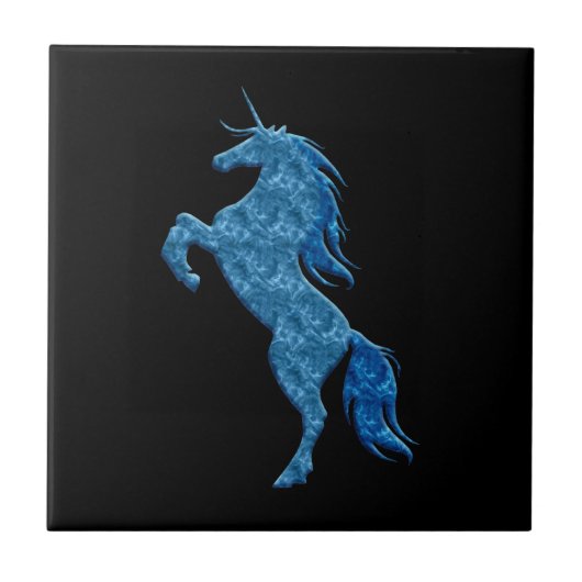 Blue Fire Unicorn Tile Tegeltje (Voorkant)