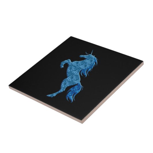 Blue Fire Unicorn Tile Tegeltje (Zijkant)