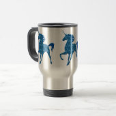 Blue Fire Unicorn Travel Mug Reisbeker (Voorkant links)
