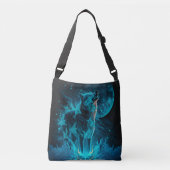 Blue Fire Wolf Crossbody Tas (Voorkant)