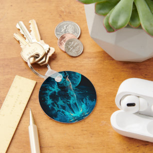 Blue Fire Wolf Sleutelhanger