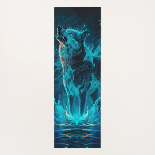 Blue Fire Wolf Yogamat (Achterkant)