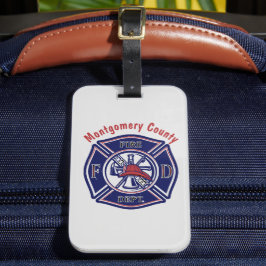 Blue Firefighter Badge Logo Gepersonaliseerd Bagagelabel