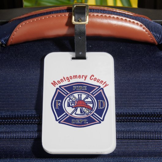 Blue Firefighter Badge Logo Gepersonaliseerd Bagagelabel (Voorkant Insitu 2)