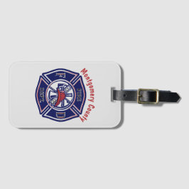Blue Firefighter Badge Logo Gepersonaliseerd Bagagelabel