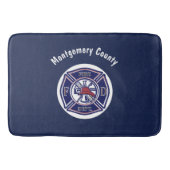 Blue Firefighter Badge Logo Persoonlijk Badmat (Voorkant)