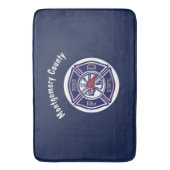 Blue Firefighter Badge Logo Persoonlijk Badmat (Voorkant Verticaal)