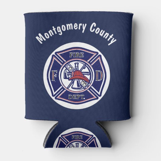 Blue Firefighter Badge Logo Persoonlijk Blikjeskoeler (Voorkant)