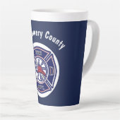 Blue Firefighter Badge Logo Persoonlijk Latte Mok (Rechterhoek)