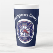 Blue Firefighter Badge Logo Persoonlijk Latte Mok (Voorkant)